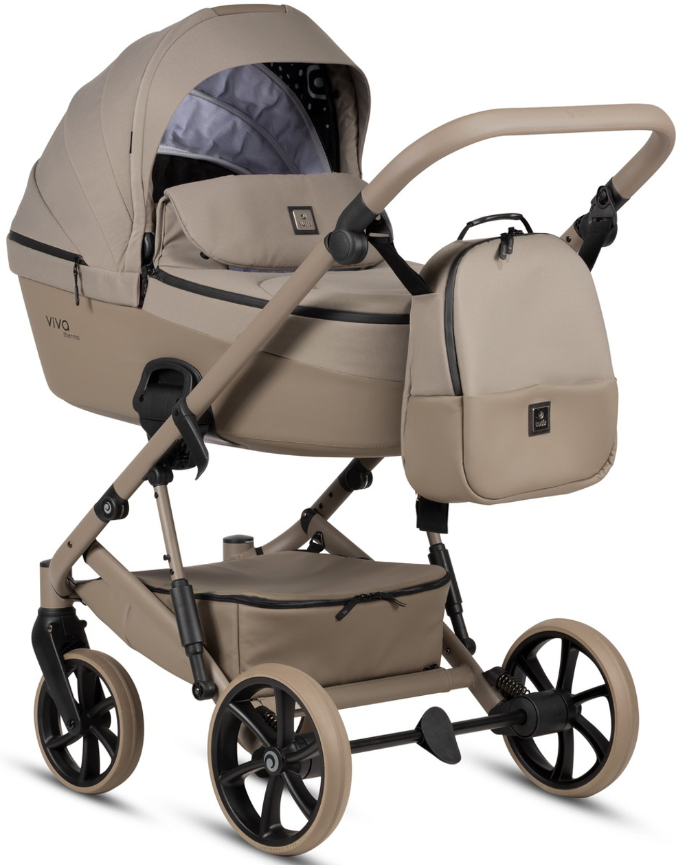 Детская коляска Tutis Viva 6 Plus Essential 3 в 1 с автокреслом Beno Black 1612068 Warm Grey
