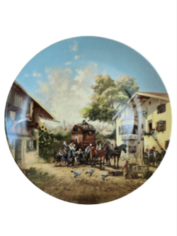 Тарелка декоративная "Прибытие дилижанса" Германия