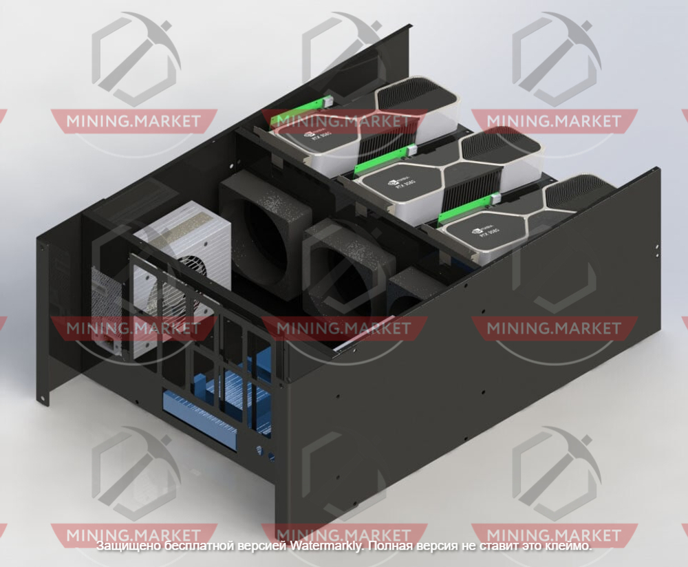 Корпус для майнинга с разделением потоков под 8 больших видеокарт