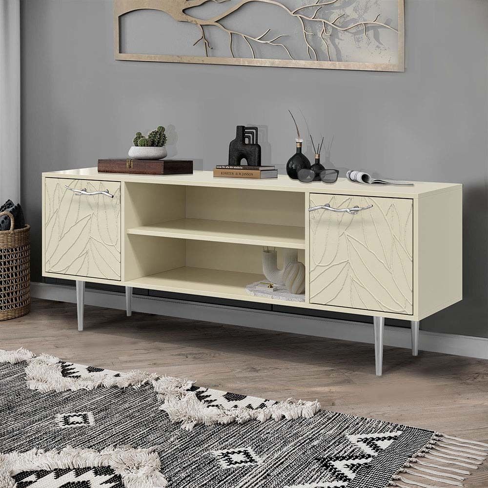 Тумба под ТВ Арт Колор leaves 155см Стайл Сильвер Серый шелк