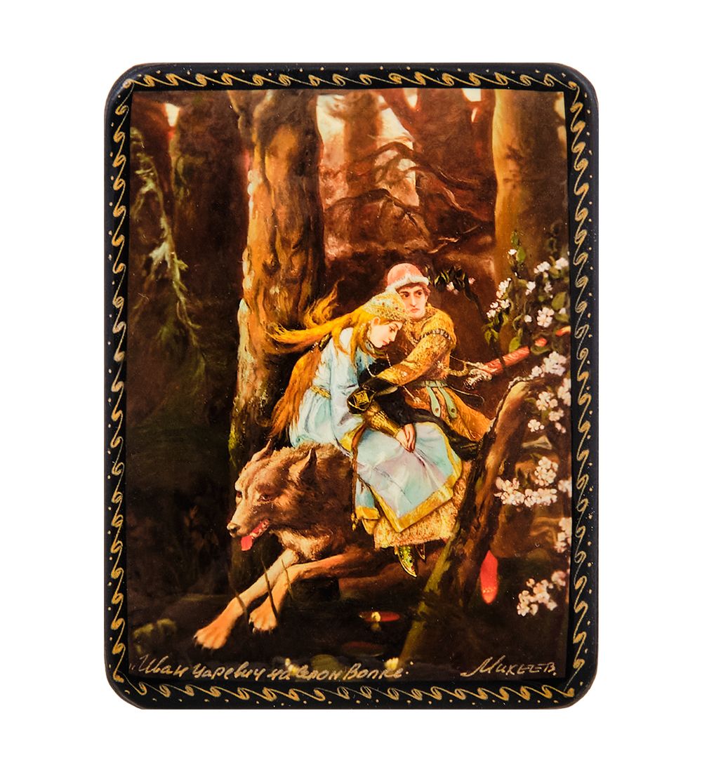 ШК-19/45 Шкатулка в технике декупаж «Иван царевич на сером волке» (10х8х3,5)