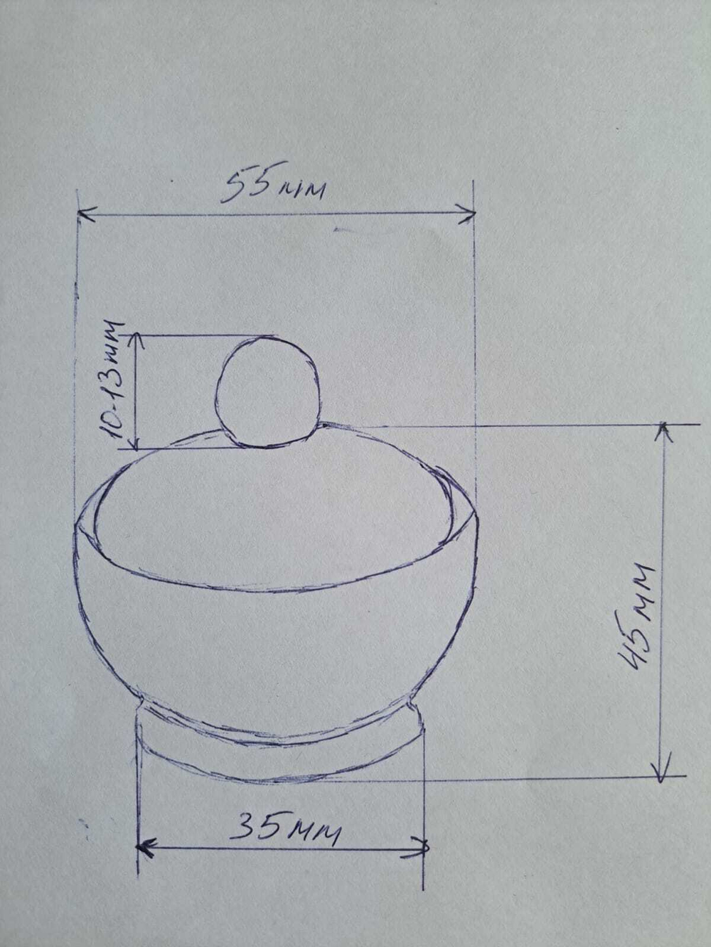Солонка 55*d55мм с крышкой, под покраску