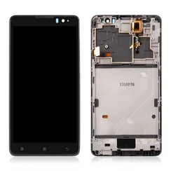 Дисплей для Lenovo S898 в сборе с тачскрином на рамке и рамкой (Black)