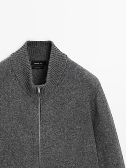 Massimo Dutti кардиган из кашемира с застежкой-молнией, серый меланжевый