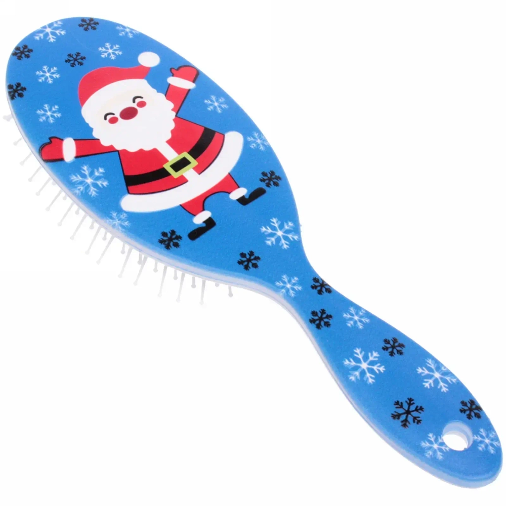 Расчёска массажная «Mon Possier - Весёлый Дед Мороз», цвет синий, 7,5*22,5см