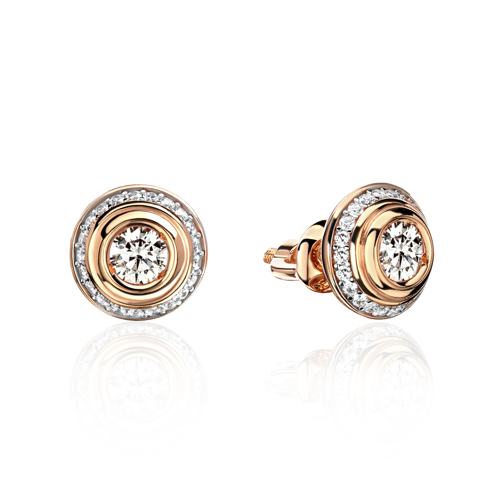 Серьги с фианитом из красного золота 585 пробы JA-S-1114397Р