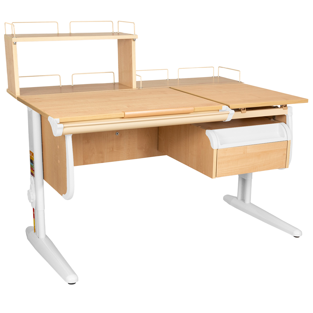 Растущая парта СУТ 25 с задними полками СУТ.15.210 и СУТ.15.240 и навесной тумбой (1200×880 мм)