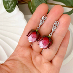 LEFIREL' Серьги серебряные женские "Лора" с цветами из муранского стекла / ювелирные украшения из родированного серебра 925