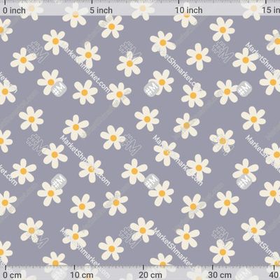 Ромашки. Ретро принт с полевыми цветами by Katerina Daniel 400 DPI