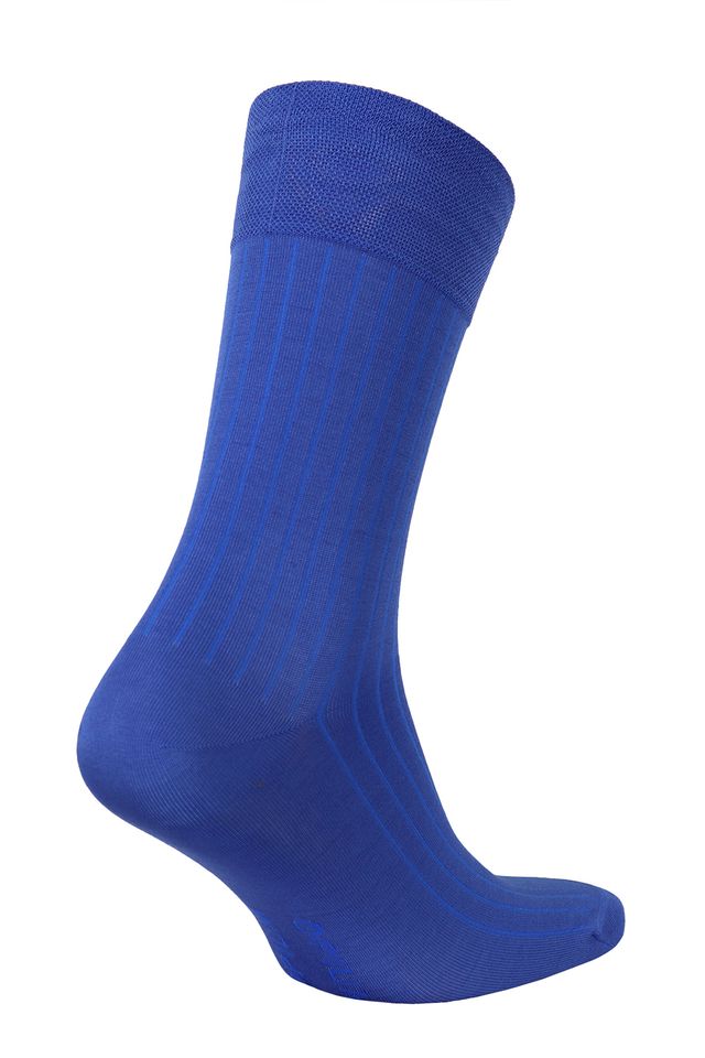 Мужские синие носки из мерсеризованного хлопка  "в рубчик"