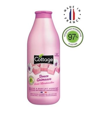 COTTAGE. Увлажняющий гель для душа и пена для ванны 2 в 1 ЗЕФИР/ Moisturizing Shower Gel & Bath Milk – SWEET MARSHMALLOW, 750 мл