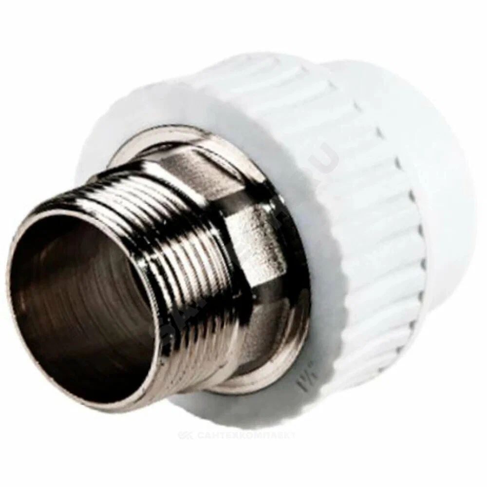 Муфта комбинированная Белая 50x1 1/2 PP-RTP н/р