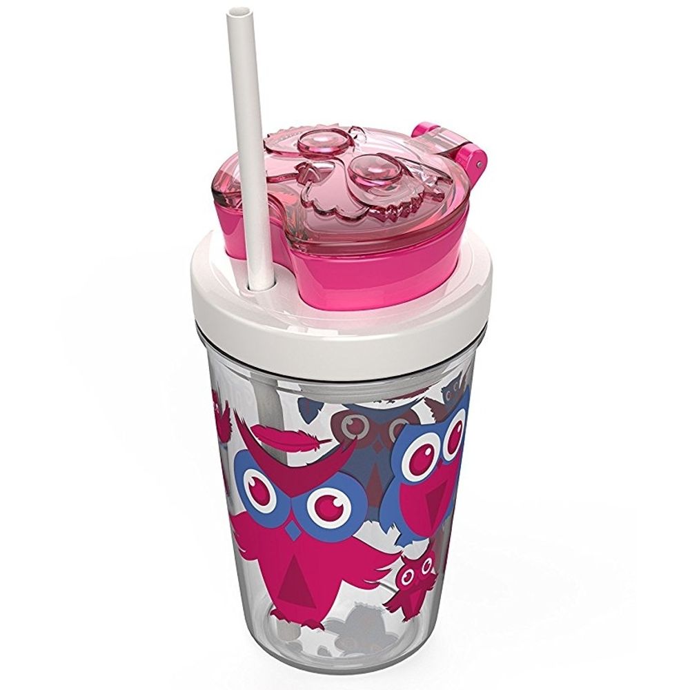 Стакан детский с трубочкой Contigo Snack Tumbler (0,35 литра), розовый