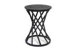 "Сантьяго" журнальный стол из HPL круглый Ø40 H55, каркас из стали темно-серый (RAL 7024), цвет столешницы "1523"