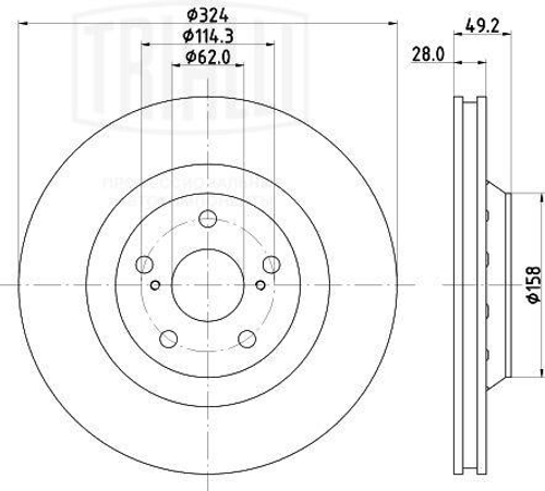 Диск тормозной передний Toyota Venza (08-) вент. (324x28) (TRIALLI)
