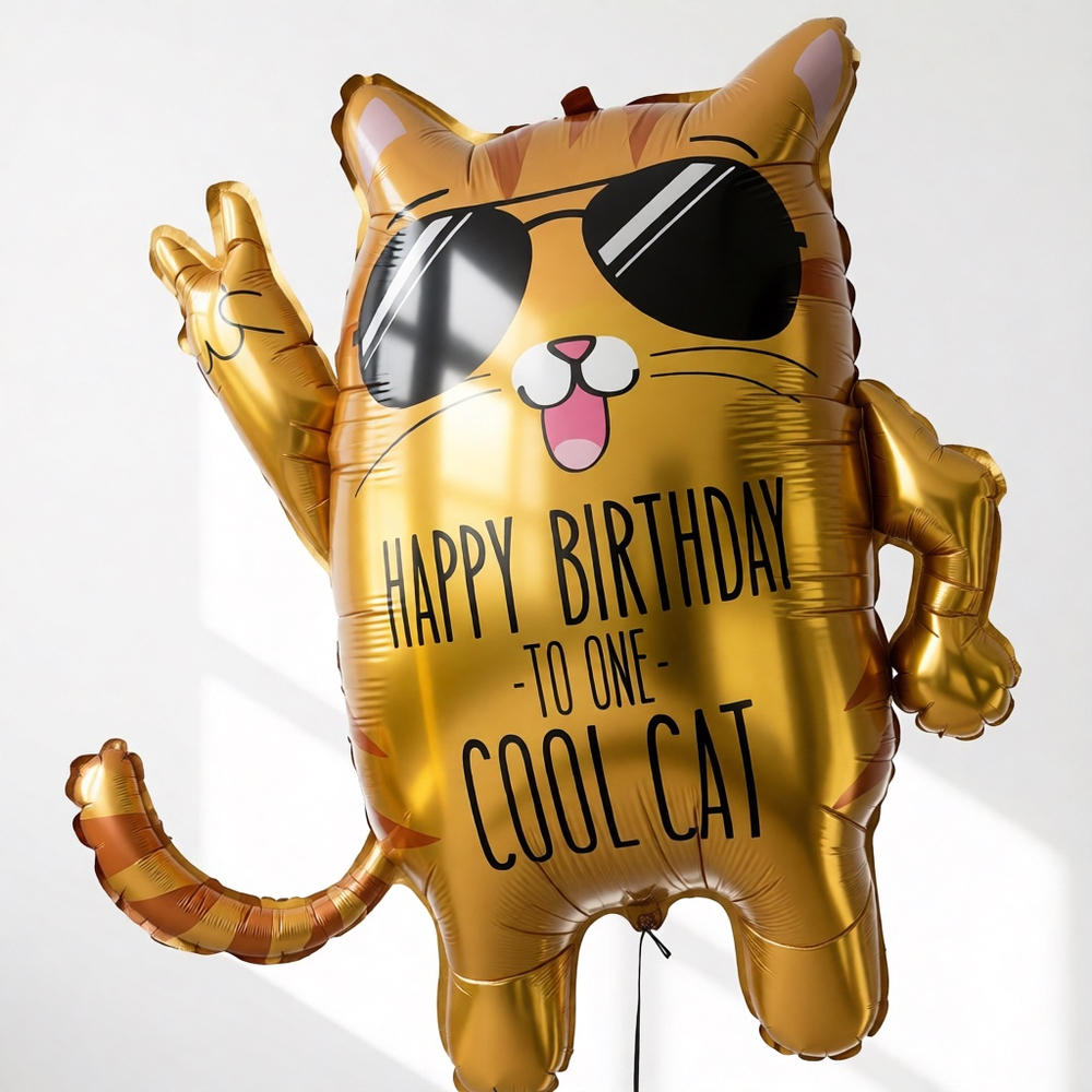 Фольгированный шар-фигура «Happy Birthday to one cool cat. Кот», 84 см