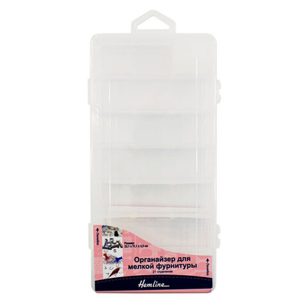 Органайзер для мелкой фурнитуры, 21 отделение, пластик, 23 х 11 х 3,5 см (10013090/131218/0019178/1_