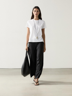 Massimo Dutti Футболка с короткими рукавами из 100% хлопка, белый