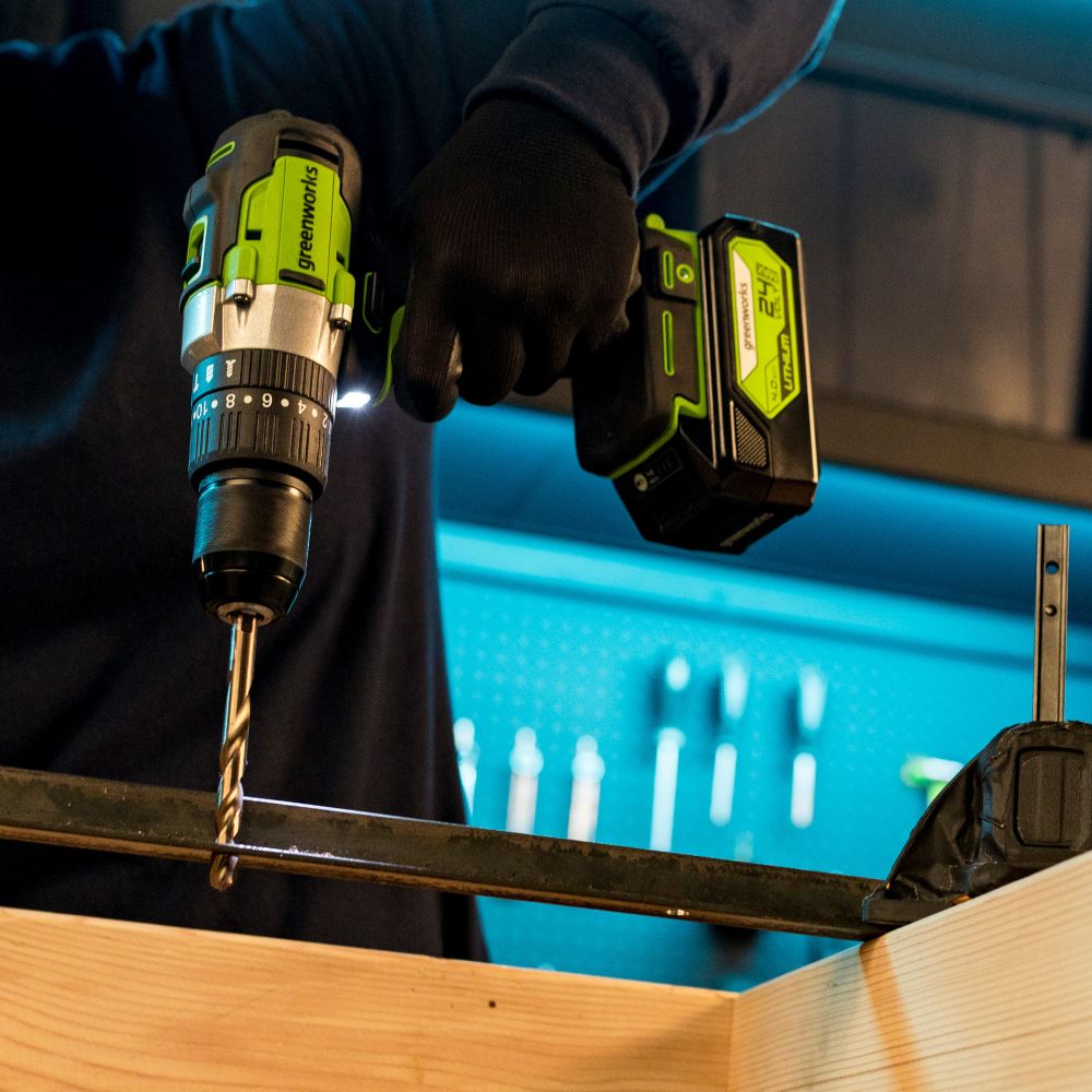 Дрель-шуруповерт ударная акк. Greenworks GD24DD60, 24V, б/щет, 30/60Нм,1х4Ач,ЗУ,кор (3704107CUB)