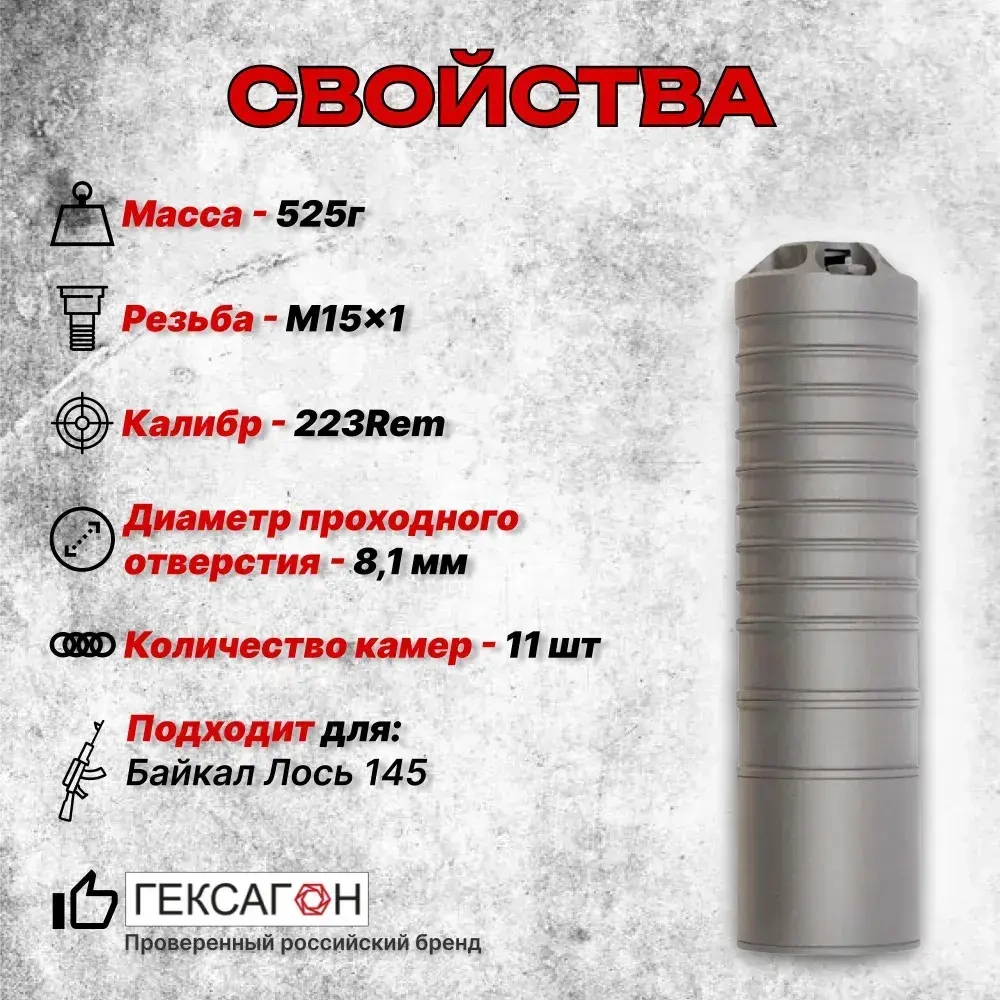 11 камерный ДТКП на Байкал Лось 145 .223Rem, Гексагон