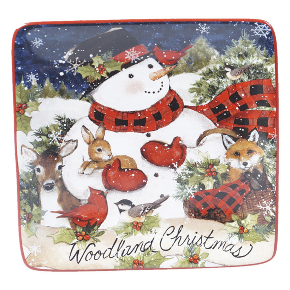 Тарелка пирожковая квадратная 15см Certified Int. Магия Рождества Снеговик