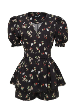 «Flower blouse» Блуза из хлопка рельефами и кружевной отделкой.