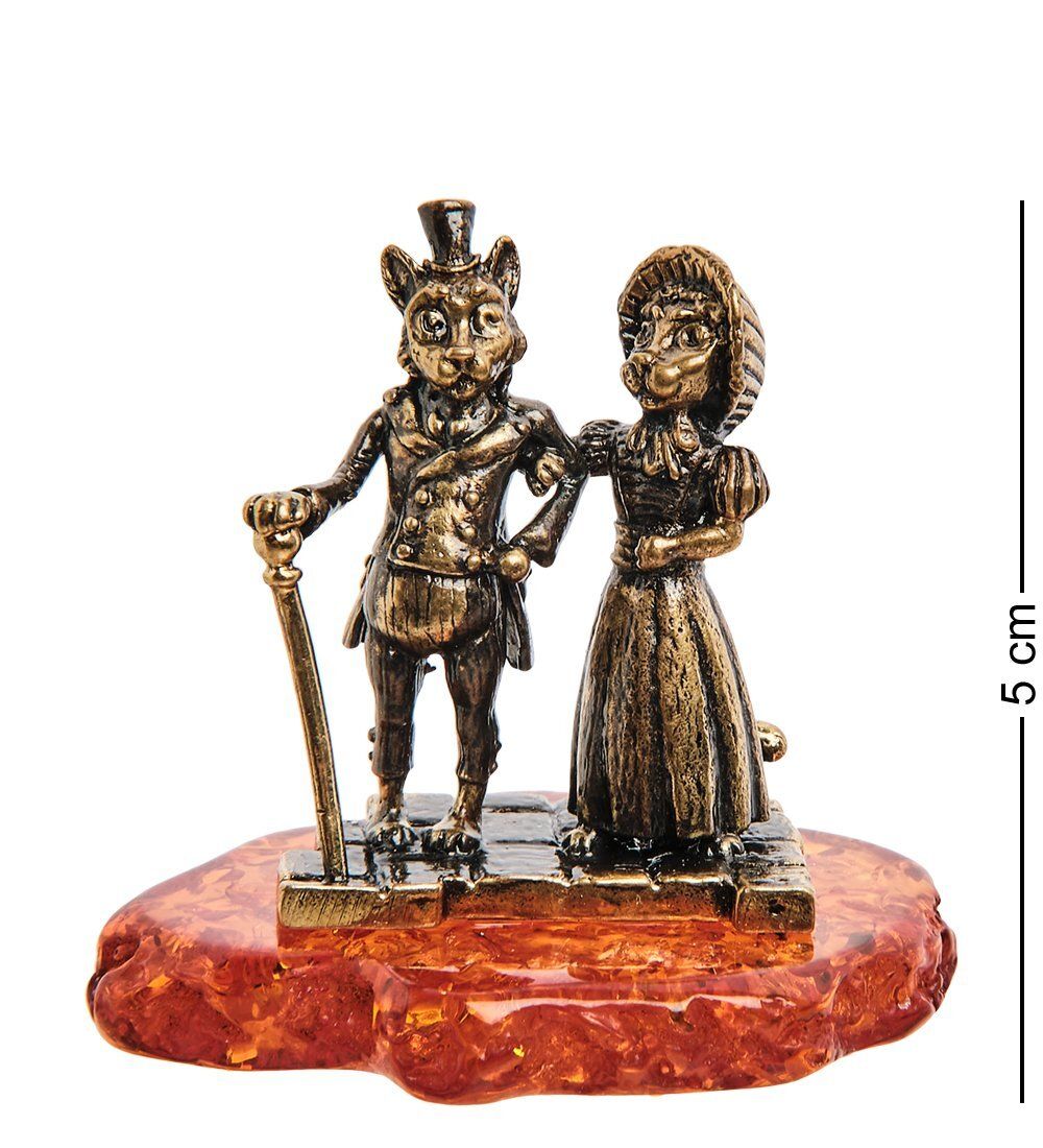 Народные промыслы AM-3058 Фигурка «Коты Прогулка» (латунь, янтарь)
