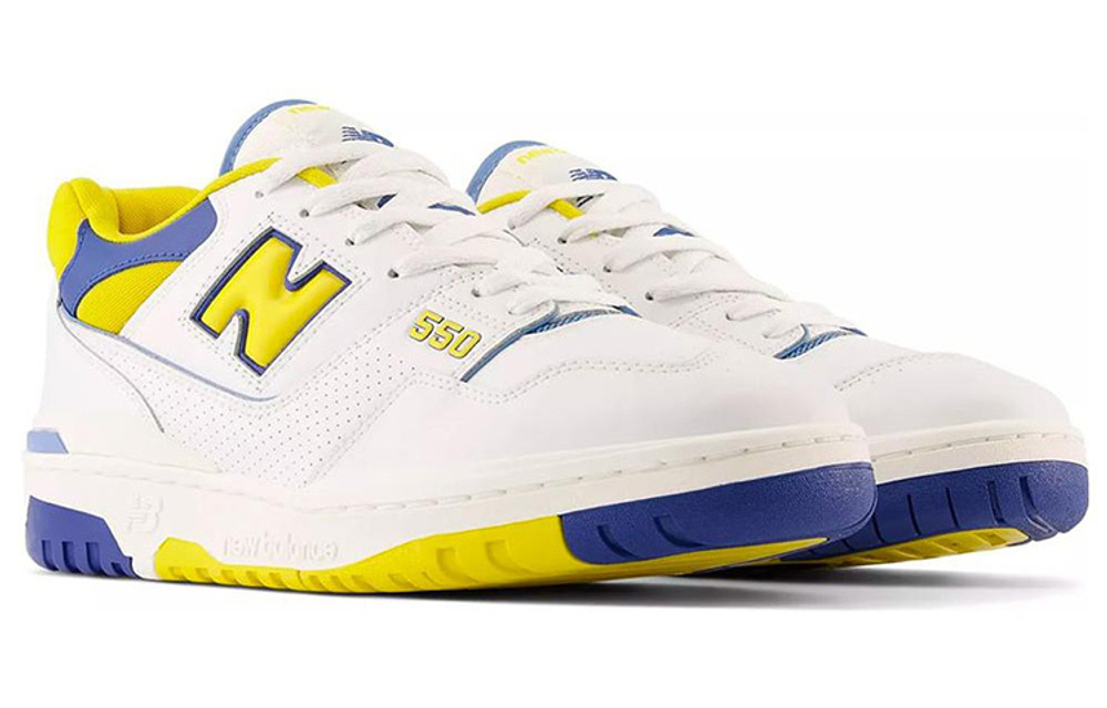 New Balance NB 550 leather round head lace-up non-slip wear-resistant lightweight low-cut retro basketball shoes for men and women the same style white and yellow