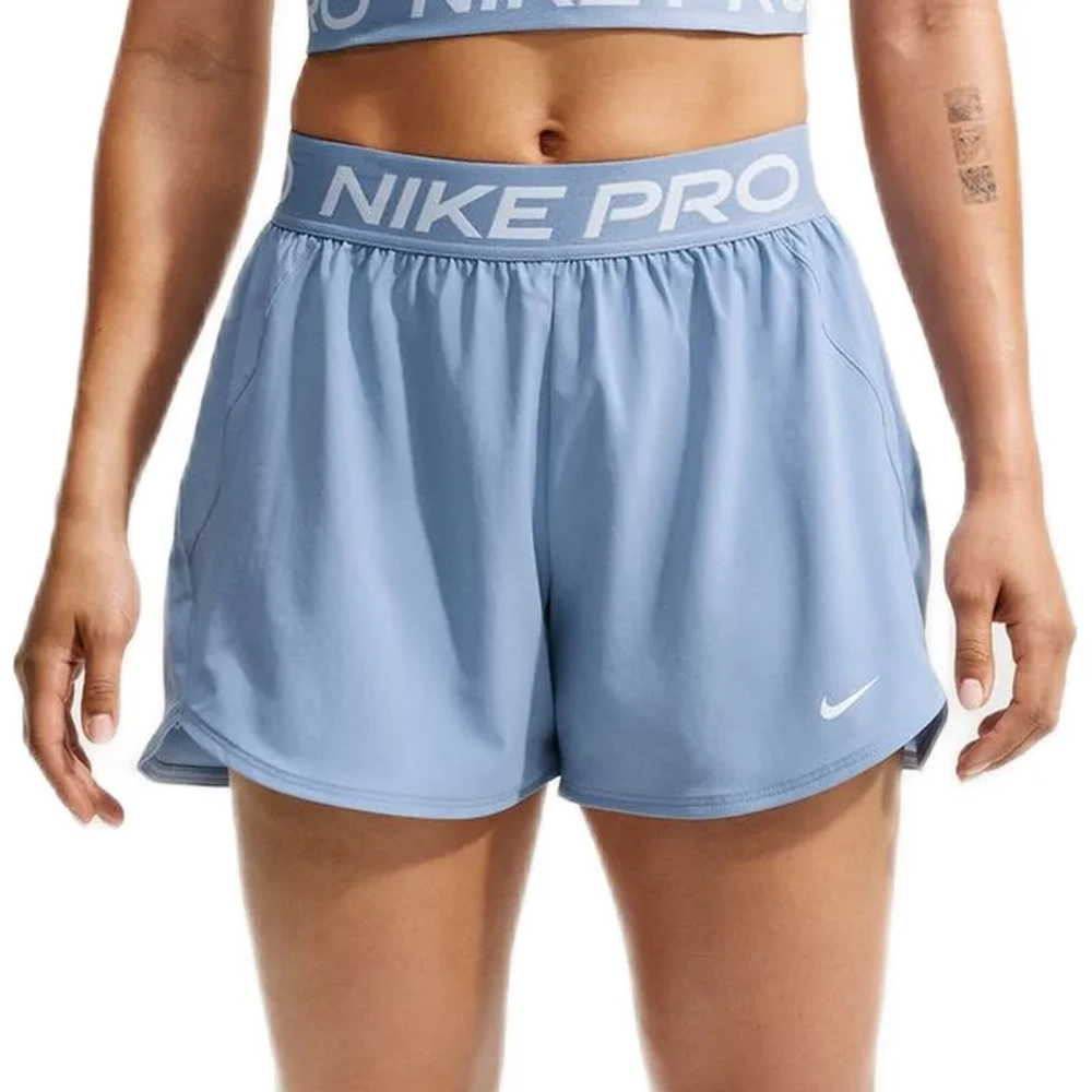 Женские теннисные шорты Nike Pro Dri-Fit Mid Rise Brief Lined 3in Woven - work blue/white