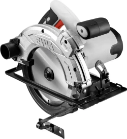 Циркулярная пила, EWA ПД 190Л, 2000 Вт, диск 190/20 мм, 5100 об/мин, зубьев 24, лазерный указатель. В комплекте: диск, направляющая