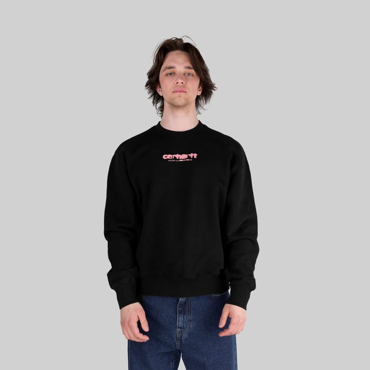 Толстовка мужская Carhartt WIP Ink Bleed Sweatshirt артикул:I032866_black_pink - купить в магазине Дайс