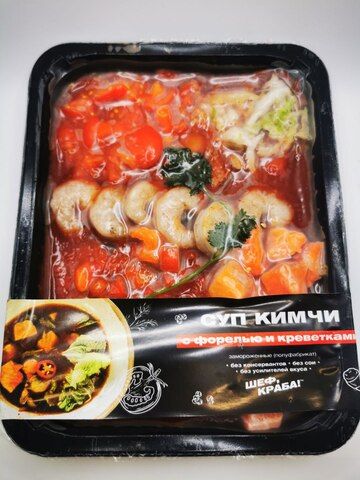 Суп Кимчи с форелью и креветками