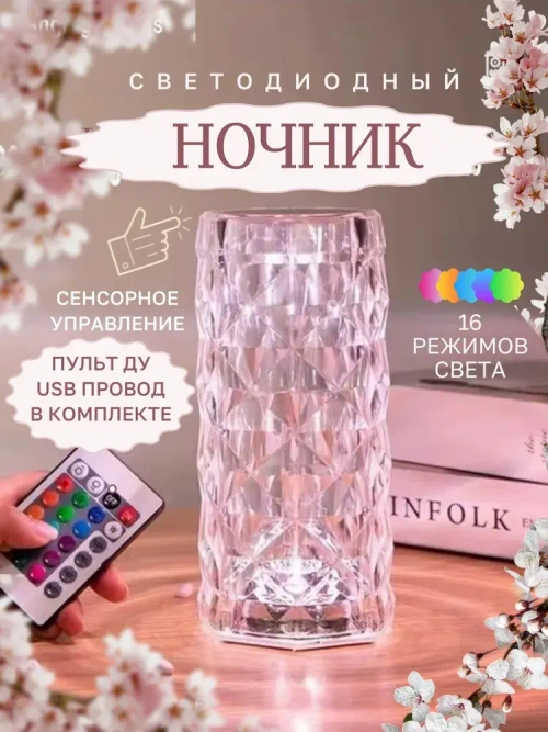 Светодиодный декоративный светильник. Лампа для спальни. Ночник беспроводной