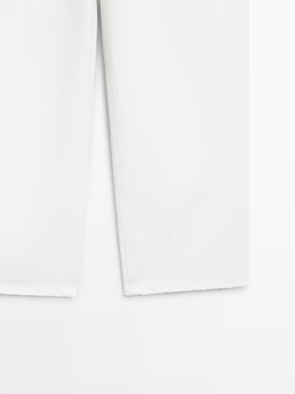 Massimo Dutti Укороченные джинсы средней посадки с широкими штанинами, экрю