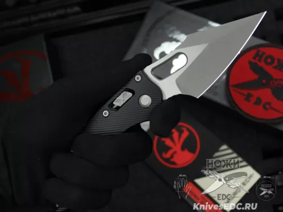 Microtech Stitch Ram-Lok S/E - нож складной, черн. алюм. рук-ть, стоунвош клинок