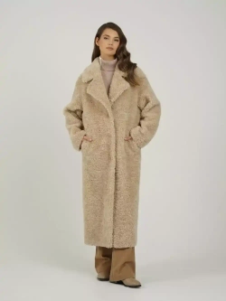 Шуба чебурашка длинная из овечьей шерсти, SilverFox (арт.S1072rm09bz)