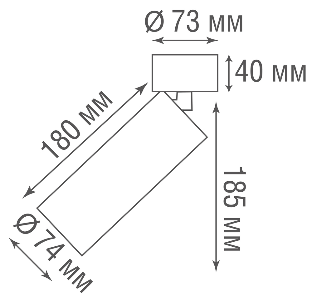 Donolux Led св-к накладной, поворотный 20Вт, D74хH225мм, 1596Лм, 38°, 4000К, IP20, Ra &gt;90, черный RAL9005,блок питания в комплекте DL18895R20N1B ST