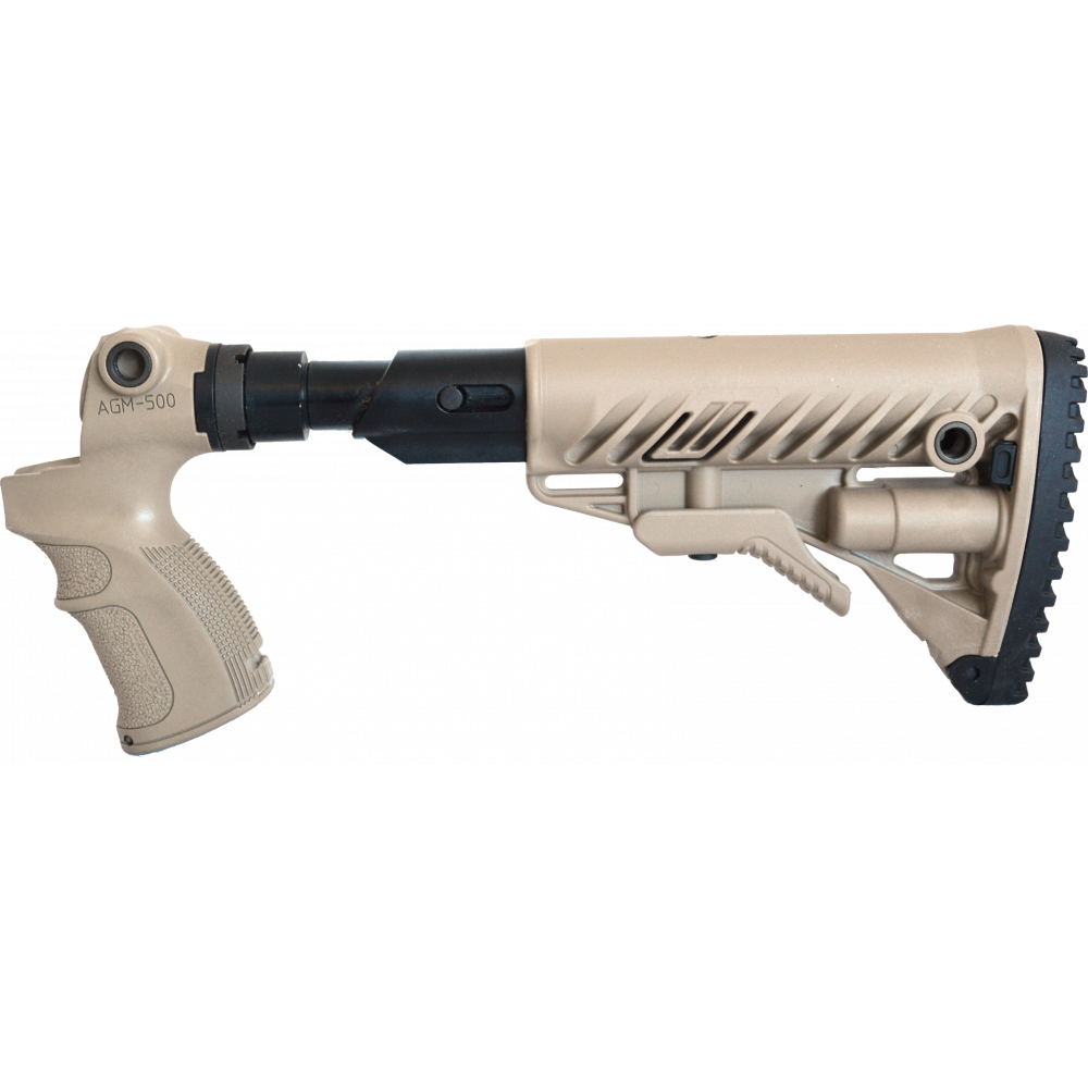 Телескопический приклад с амортизатором AGM 500 FK SB Mossberg 500/590, Maverick 88, песок