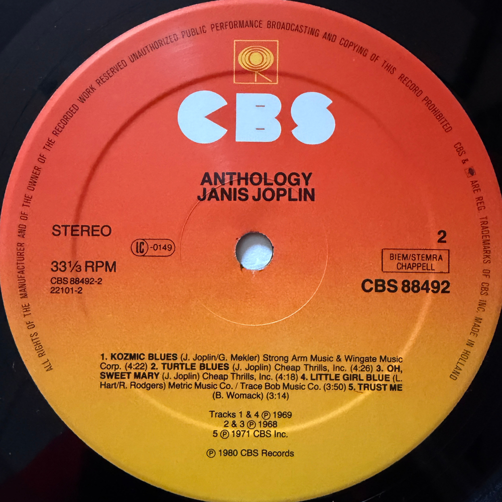 Janis Joplin – Anthology 2LP (Голландия 1980г.)Т