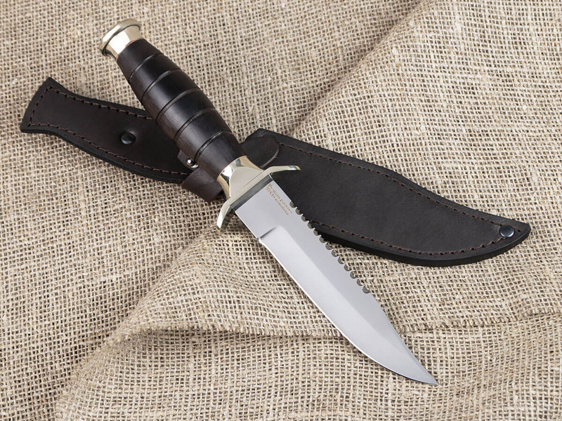 Нож «Пограничник», сталь 95х18, резная рукоять из черного мореного граба