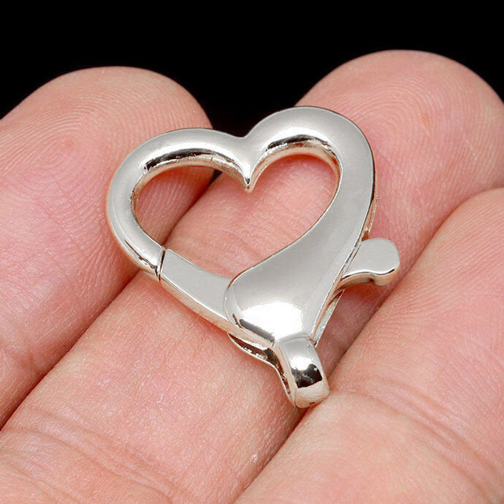 Замок-карабин (Юж. Корея), родиевое покрытие, размер 25*21 мм, цена за 1 шт