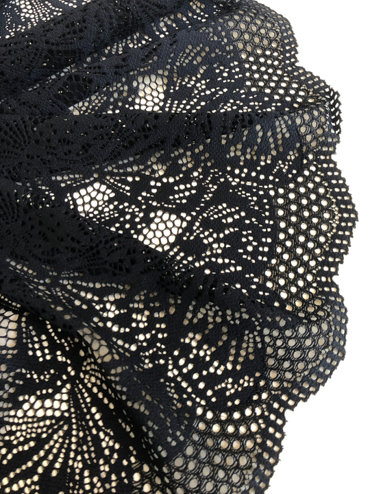 Кружево черное, 23см, стрейч, AF1382