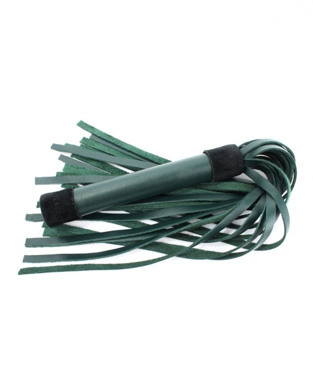 Изумрудная плеть Emerald Leather Whip с гладкой ручкой - 45 см. (Цвет: изумрудный)
