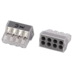 Клемма ЭРА NO-225-366 быстрозажимная 773-608 прозрачная 8-проводная 0.75-4.0 мм2 упаковка 20 шт | Клеммы