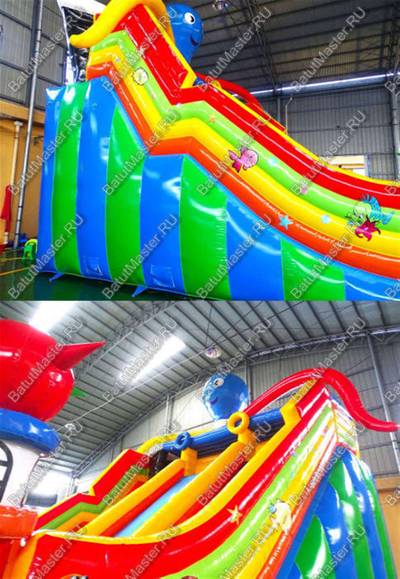 Коммерческий надувной батут "Осьминоги и драконы" 16*8*6 м