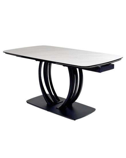 Стол MALTA 160 MARBLES KL-99 Белый мрамор матовый, итальянская керамика/ черный каркас