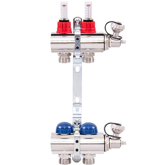 Коллектор Uni-Fitt 1"х3/4" 2 вых. из латуни с расходомерами и термостатическими вентилями 440E4302