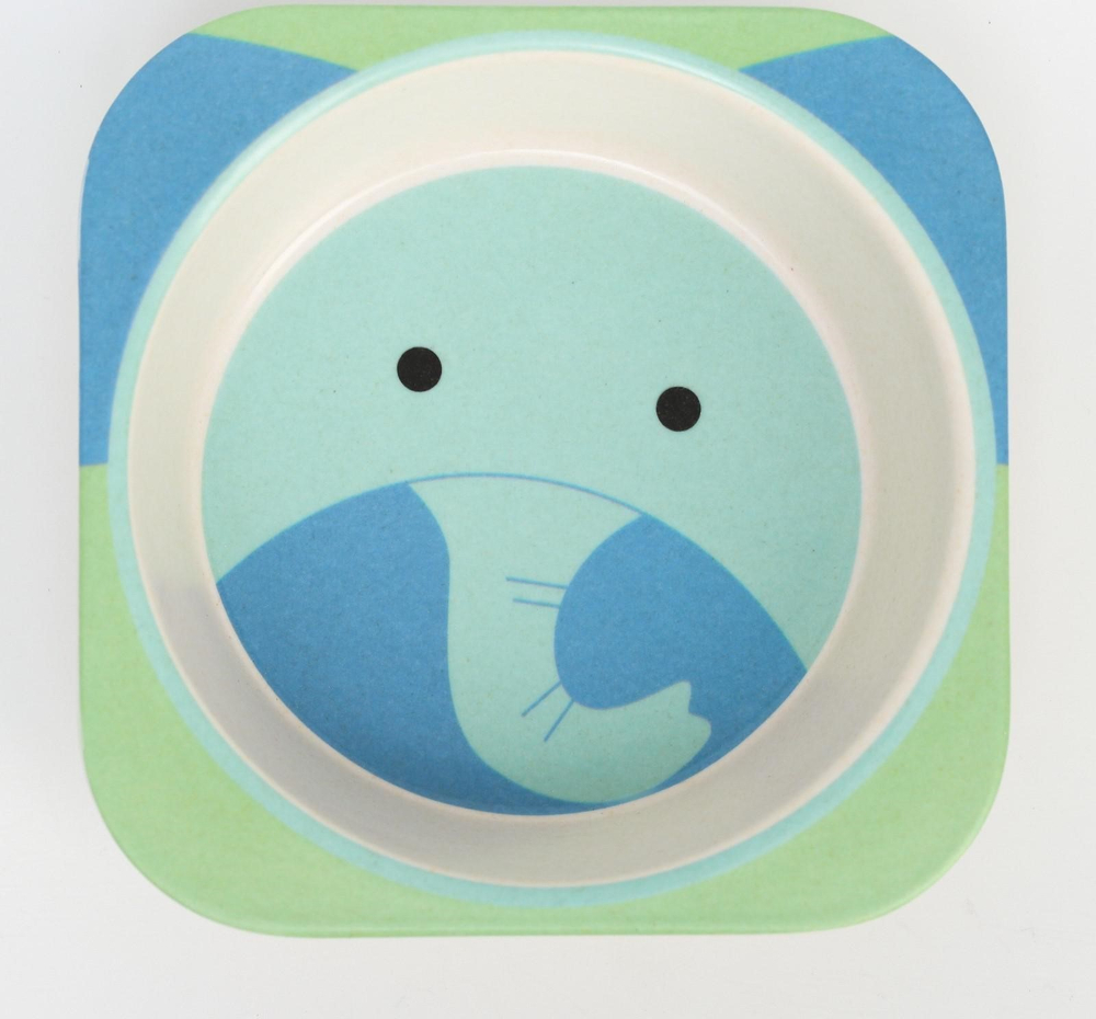 4770807 Набор бамбуковой посуды «Слоник», 5 предметов: тарелка, миска, стакан, вилка, ложка