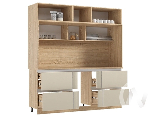 Центральная секция 2050 (с местом под МП) Кухня Карина МДФ (сонома/пластер аворио)