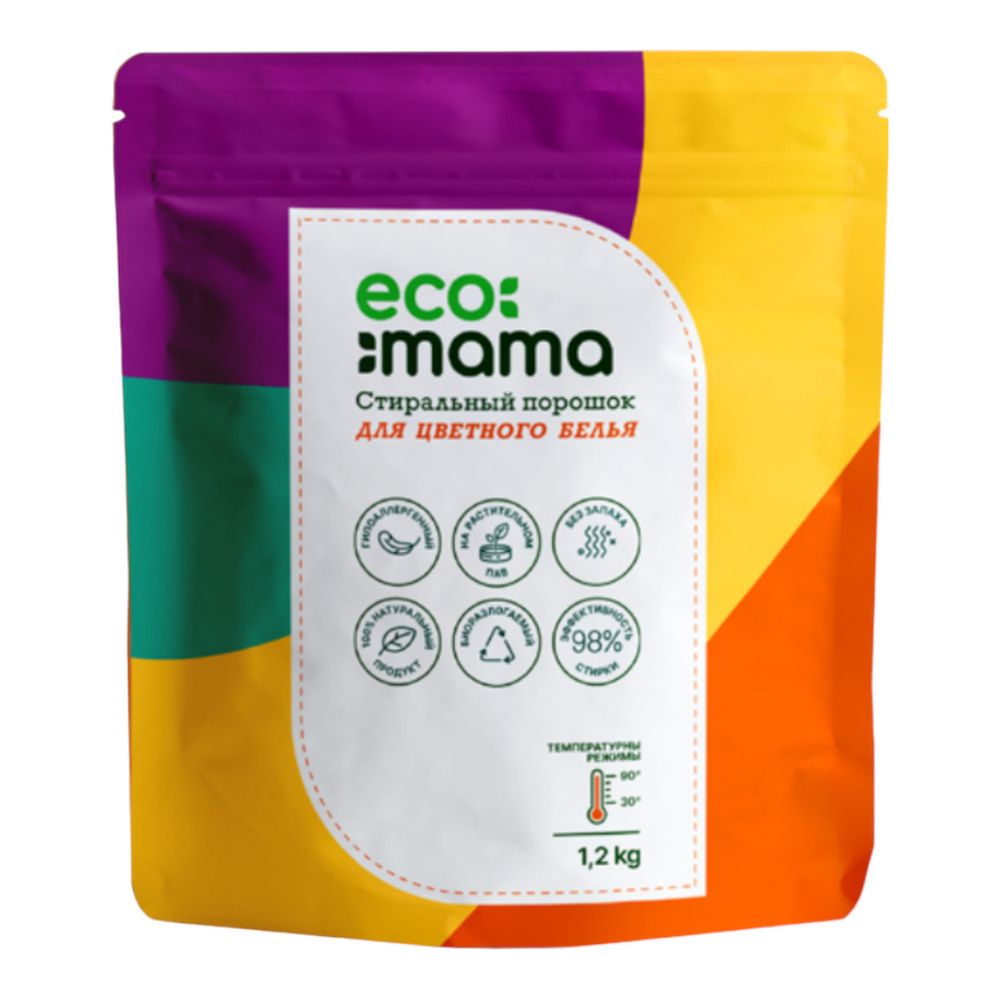 Стиральный порошок для цветного белья, 1.2кг (EcoMama) Стиральный порошок для цветного белья, 1.2кг (EcoMama)